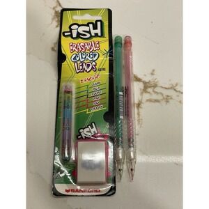 Vtg ISH Sanford Erasable Colored Leads 12 Refills + Eraser + 2 Mechanical Pencil